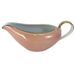 Fitz and Floyd Renaissance Gravy Boat Peach Gold Trim 1978 Japan Vintage MCM
